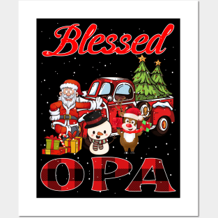 Blessed Opa Red Plaid Christmas Posters and Art